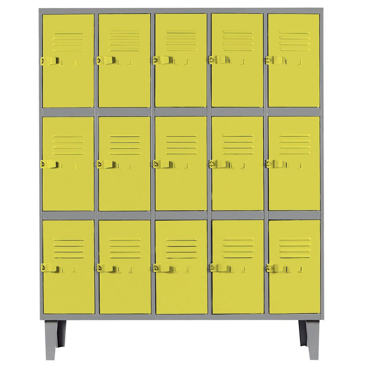 MOVILOCKERS - Locker Alta Resistencia 5 Cuerpos 15 Puerta(s) 137x170x45 cm Amarillo