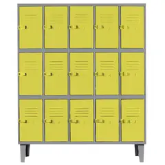 MOVILOCKERS - Locker Alta Resistencia 5 Cuerpos 15 Puerta(s) 137x170x45 cm Amarillo