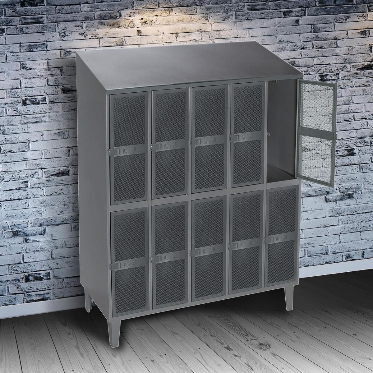 MOVILOCKERS - Locker Alta Resistencia 5 Cuerpos 10 Puerta(s) 137x190x45 cm Gris Eco