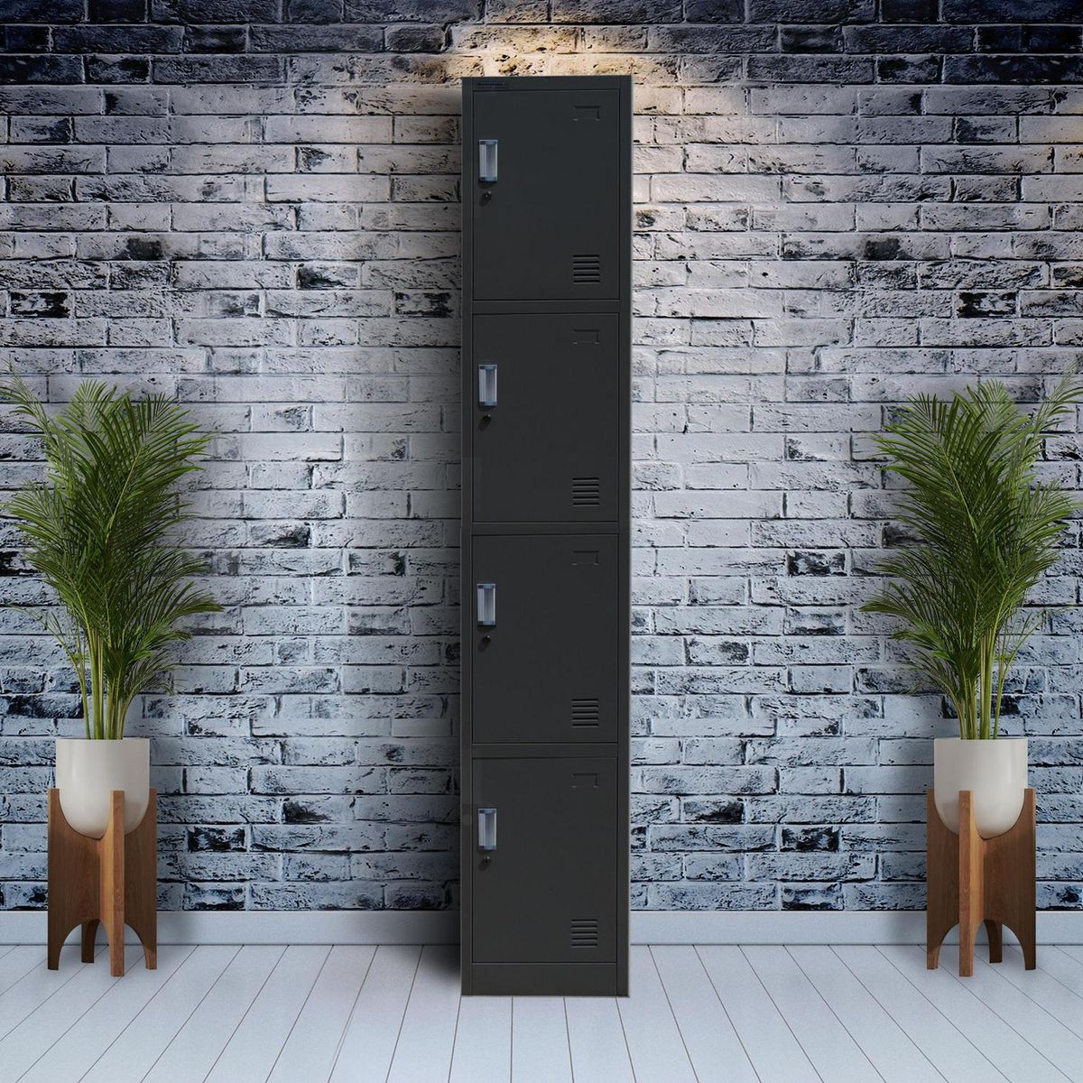 MOVILOCKERS - Locker de Oficina 1 Cuerpo 4 Puerta(s) 38x180x45 cm Negro Mate