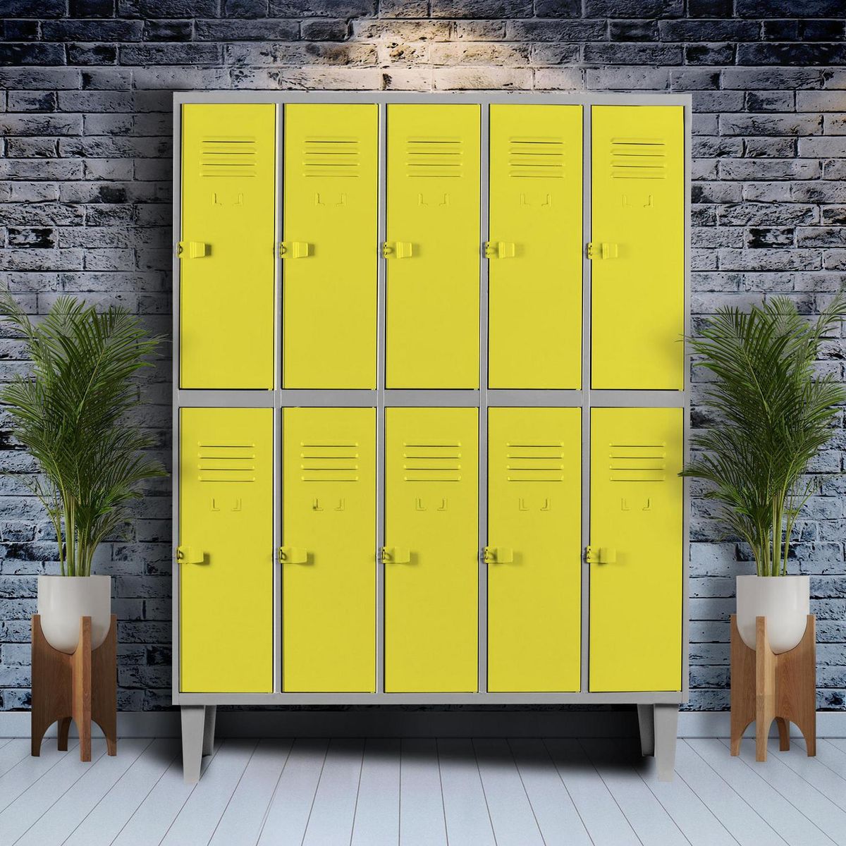 MOVILOCKERS - Locker Ata Resistencia 5 Cuerpos 10 Puerta(s) 110x170x45 cm Amarillo
