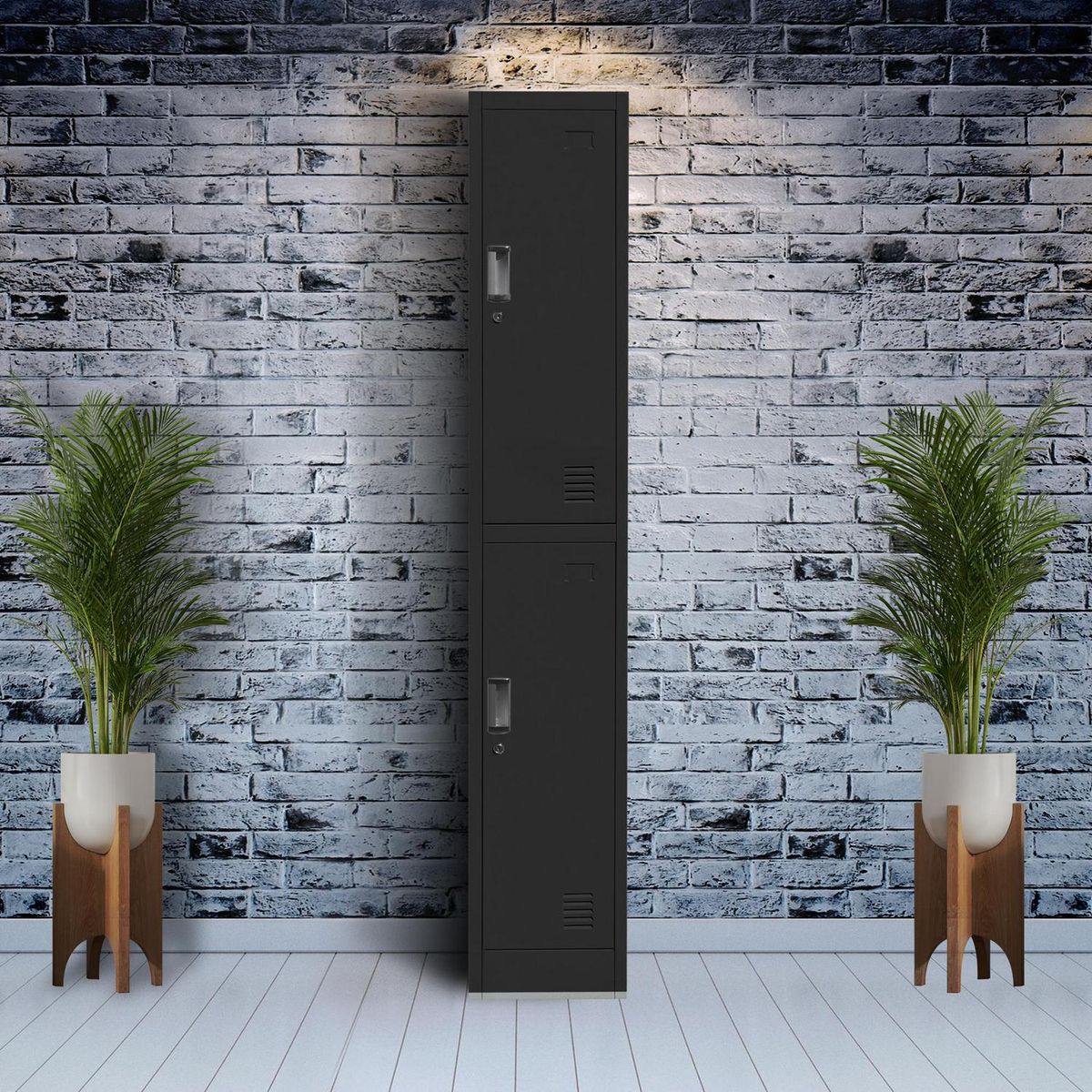 MOVILOCKERS - Locker de Oficina 1 Cuerpo 2 Puerta(s) 2 Repisa(s) 38xx45 cm Negro Mate