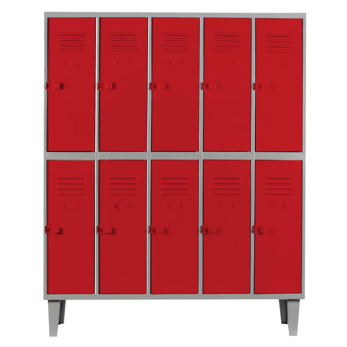 MOVILOCKERS - Locker Alta Resistencia 5 Cuerpos 10 Puerta(s) 110x170x45 cm Rojo