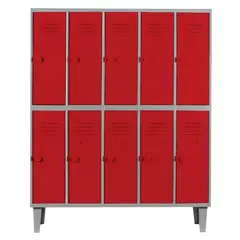 MOVILOCKERS - Locker Alta Resistencia 5 Cuerpos 10 Puerta(s) 110x170x45 cm Rojo