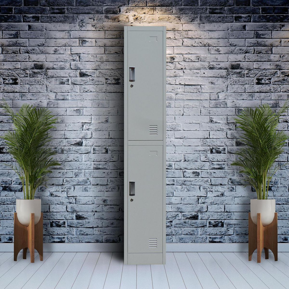 MOVILOCKERS - Locker de Oficina 1 Cuerpo 2 Puerta(s) 38x180x45 cm Gris Agata