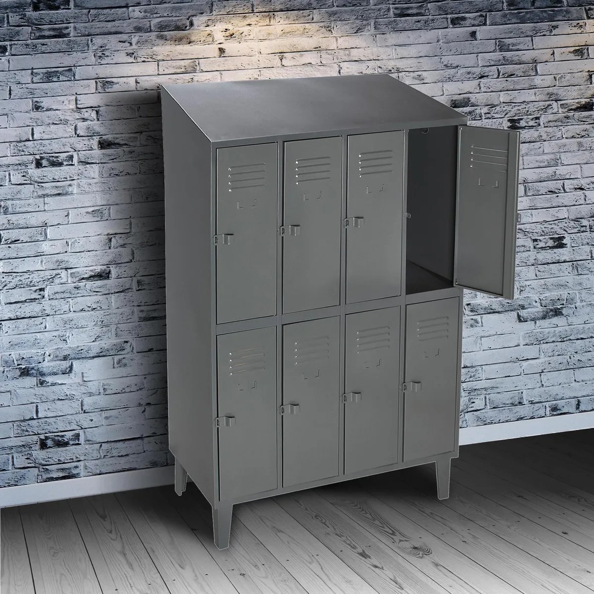 MOVILOCKERS - Locker Alta Resistencia 4 Cuerpos 8 Puerta(s) 110x190x45 cm Gris Eco