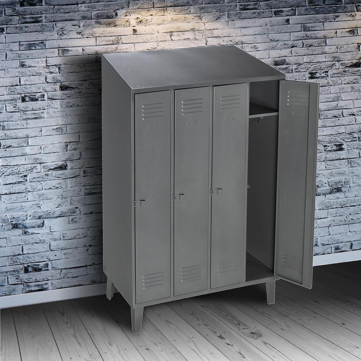 MOVILOCKERS - Locker Alta Resistencia 4 Cuerpos 4 Puerta(s) 110x190x45 cm Gris Eco