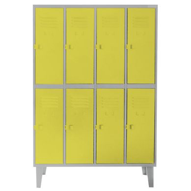 Lockers alta resistencia 170x110x45 cm 4 cuerpo 8 puerta amarillo