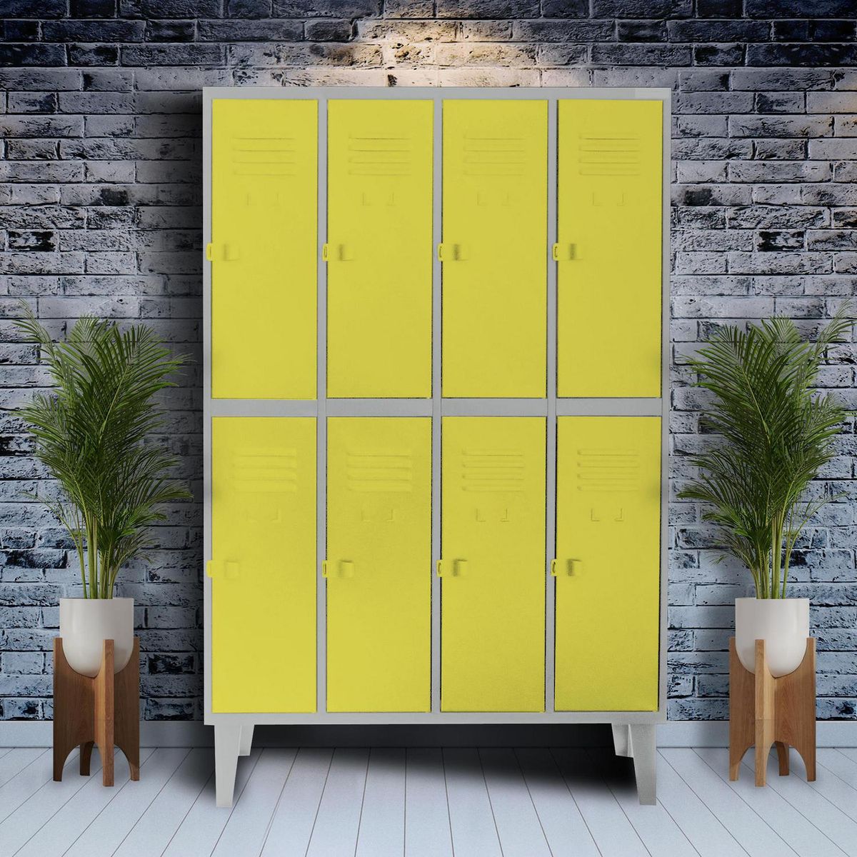 MOVILOCKERS - Locker Alta Resistencia 4 Cuerpos 8 Puerta(s) 110x170x45 cm Amarillo