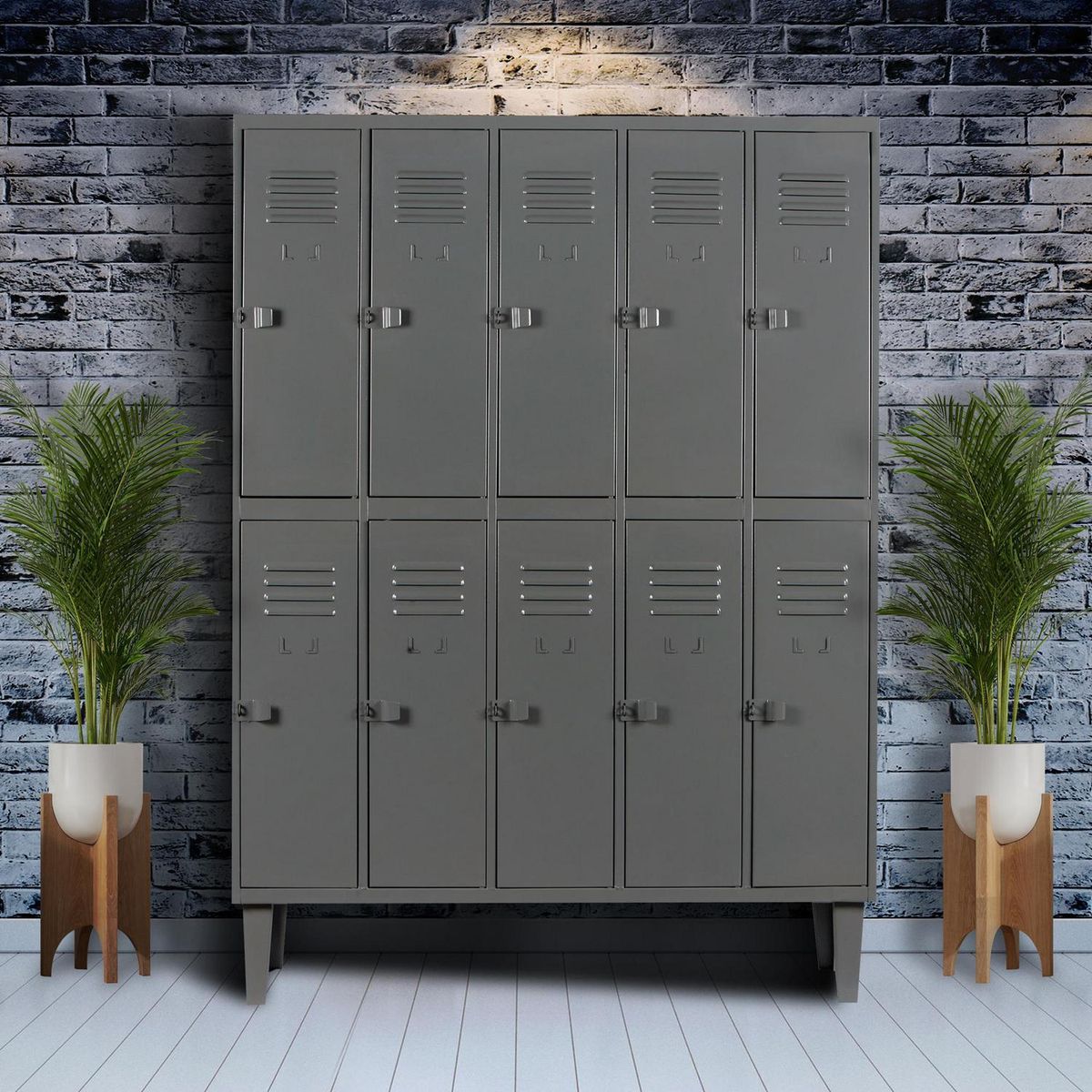 MOVILOCKERS - Locker Alta Resistencia 5 Cuerpos 10 Puerta(s) 137x170x45 cm Gris Eco