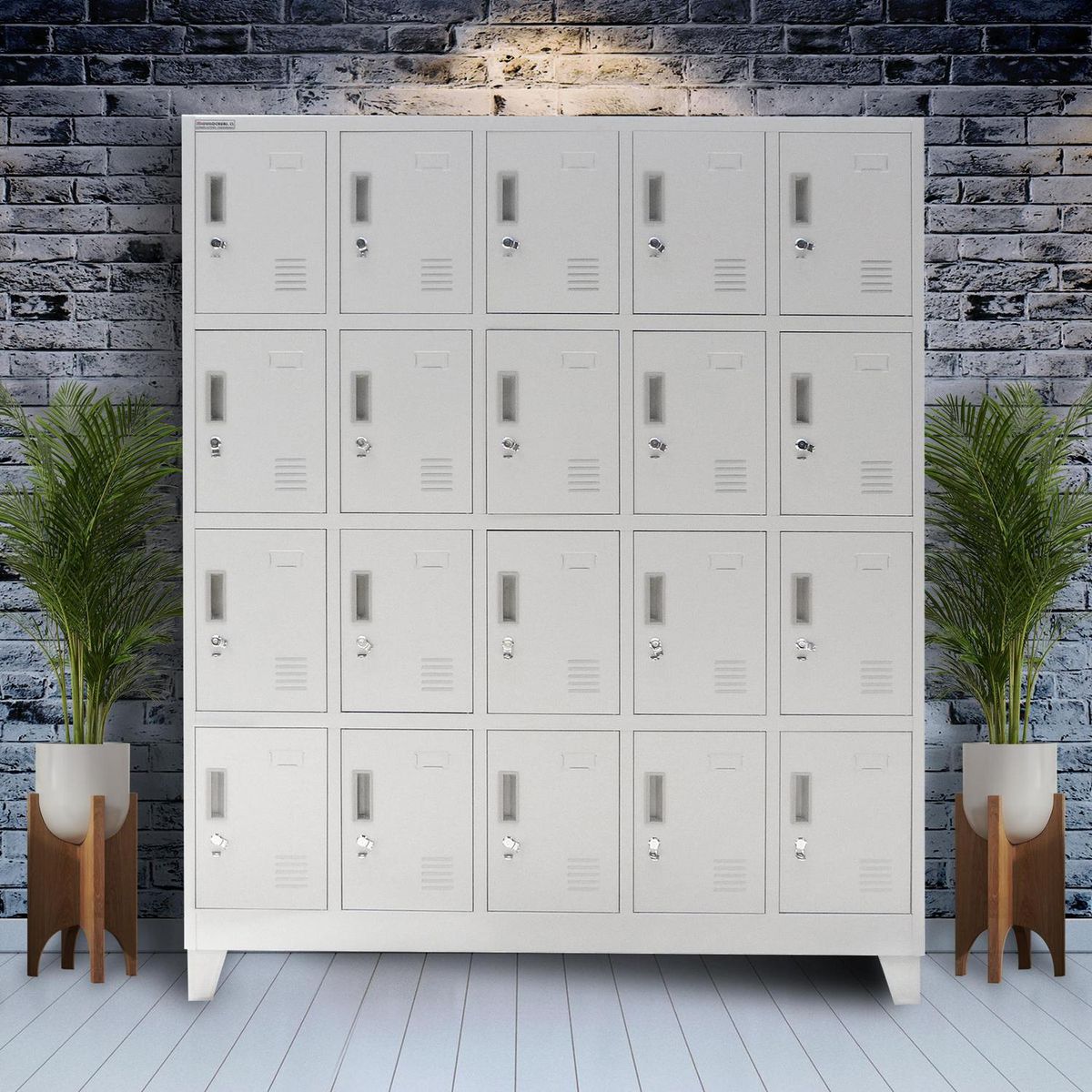 MOVILOCKERS - Locker Ensamblado 5 Cuerpos 20 Puerta(s) 138x170x45 cm Gris Agata