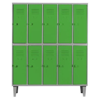 Lockers alta resistencia 170x137x45 cm 5 cuerpo 10 puerta verde