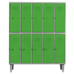 MOVILOCKERS - Locker Alta Resistencia 5 Cuerpos 10 Puerta(s) 137x170x45 cm Verde