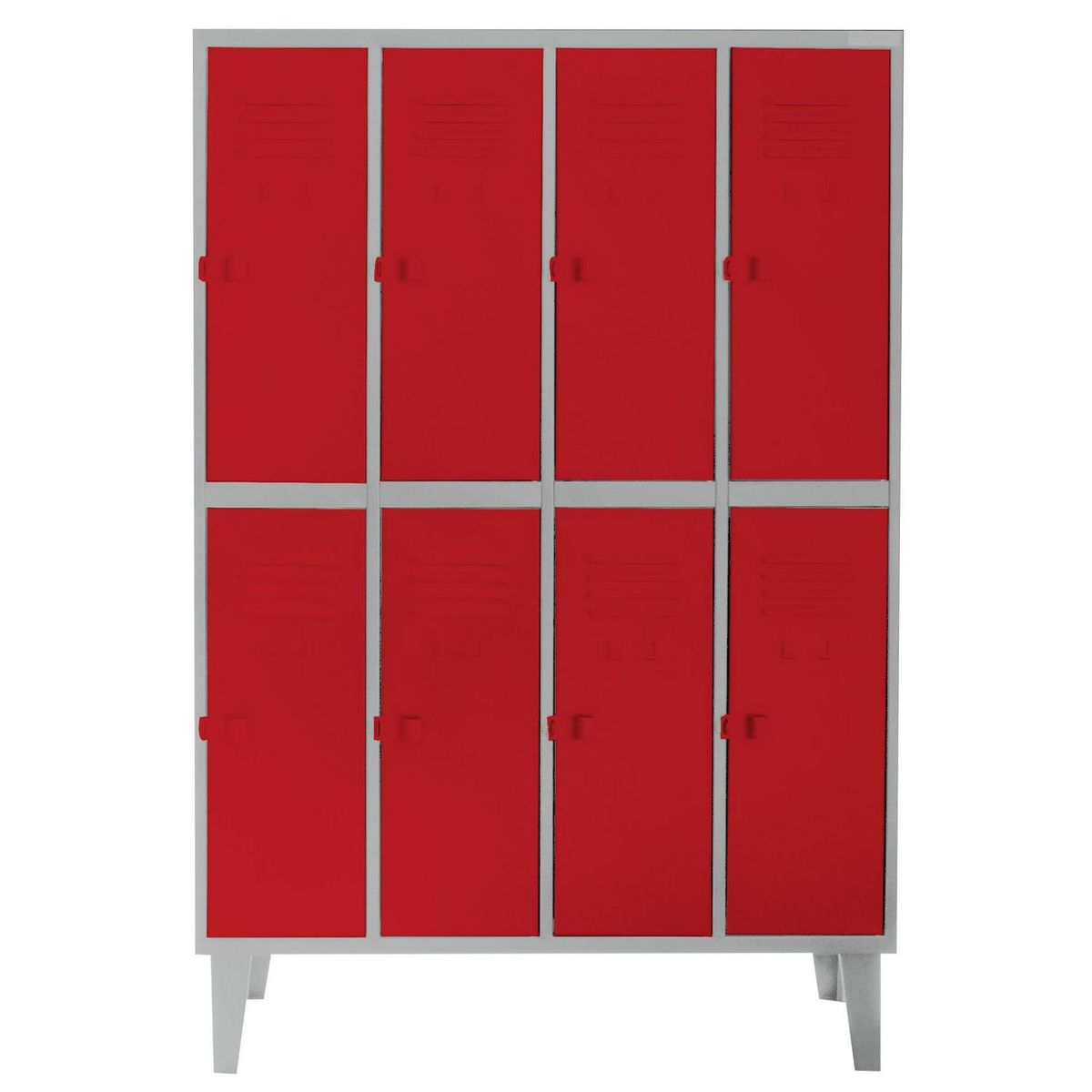 MOVILOCKERS - Locker Alta Resistencia 4 Cuerpos 8 Puerta(s) 110x170x45 cm Rojo