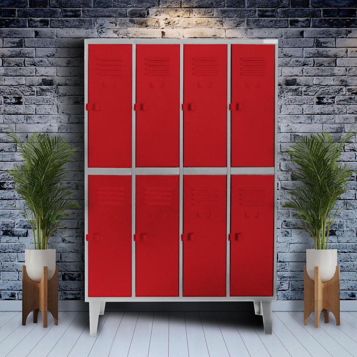 MOVILOCKERS - Locker Alta Resistencia 4 Cuerpos 8 Puerta(s) 110x170x45 cm Rojo