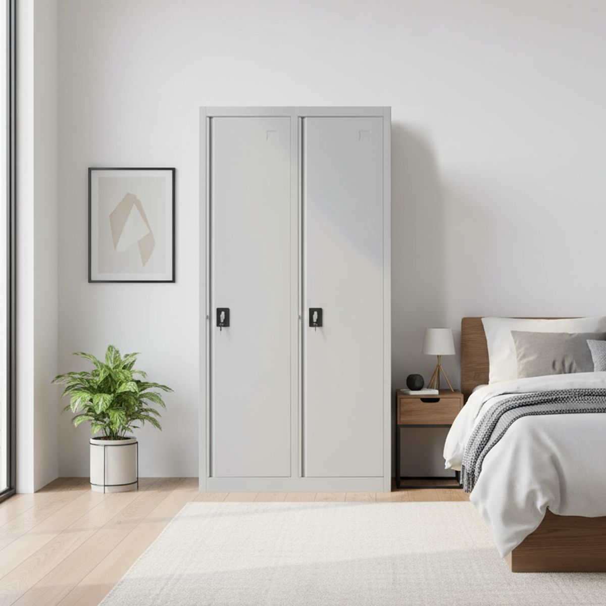 MOVILOCKERS - Clóset Doble Ensamblado 2 Puerta(s) 10 Repisa(s) 106xx50 cm Gris Agata