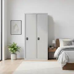 MOVILOCKERS - Clóset Doble Ensamblado 2 Puerta(s) 10 Repisa(s) 106xx50 cm Gris Agata