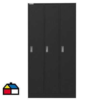 Lockers oficina 180x90x40 cm 3 cuerpo 3 puerta negro mate