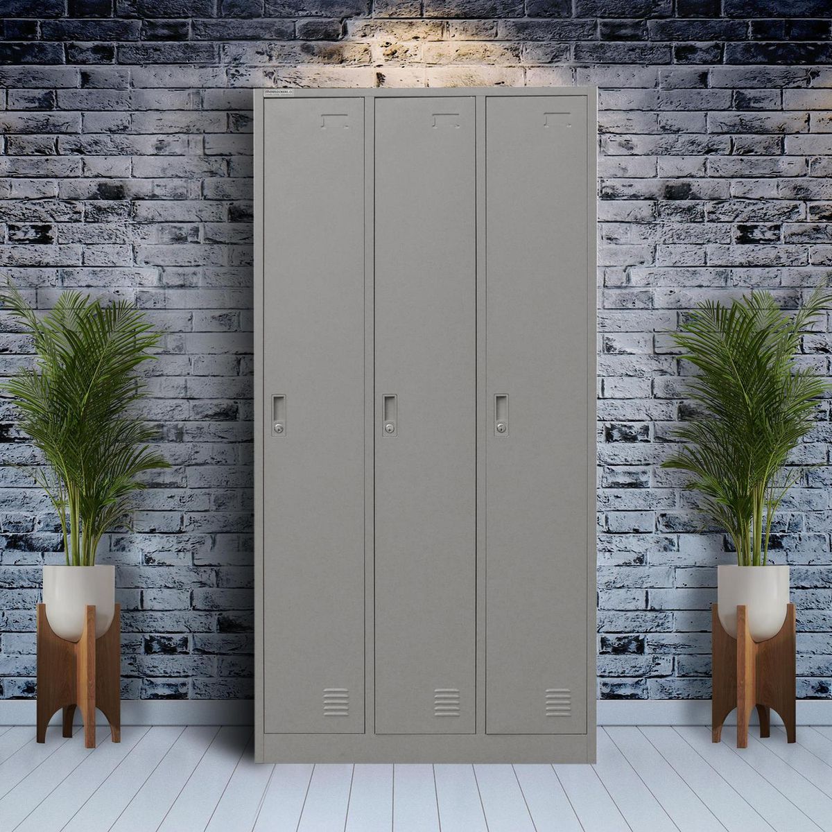 MOVILOCKERS - Locker de Oficina 3 Cuerpos 3 Puerta(s) 3 Repisa(s) 90xx40 cm Gris Agata