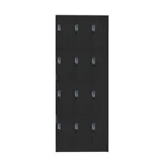 MOVILOCKERS - Locker de Oficina 3 Cuerpos 12 Puerta(s) 90x180x40 cm Negro Mate