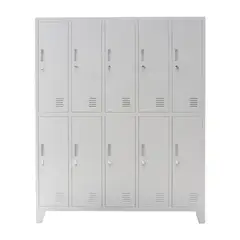 MOVILOCKERS - Locker Ensamblado 5 Cuerpos 10 Puerta(s) 138x170x45 cm Gris Agata