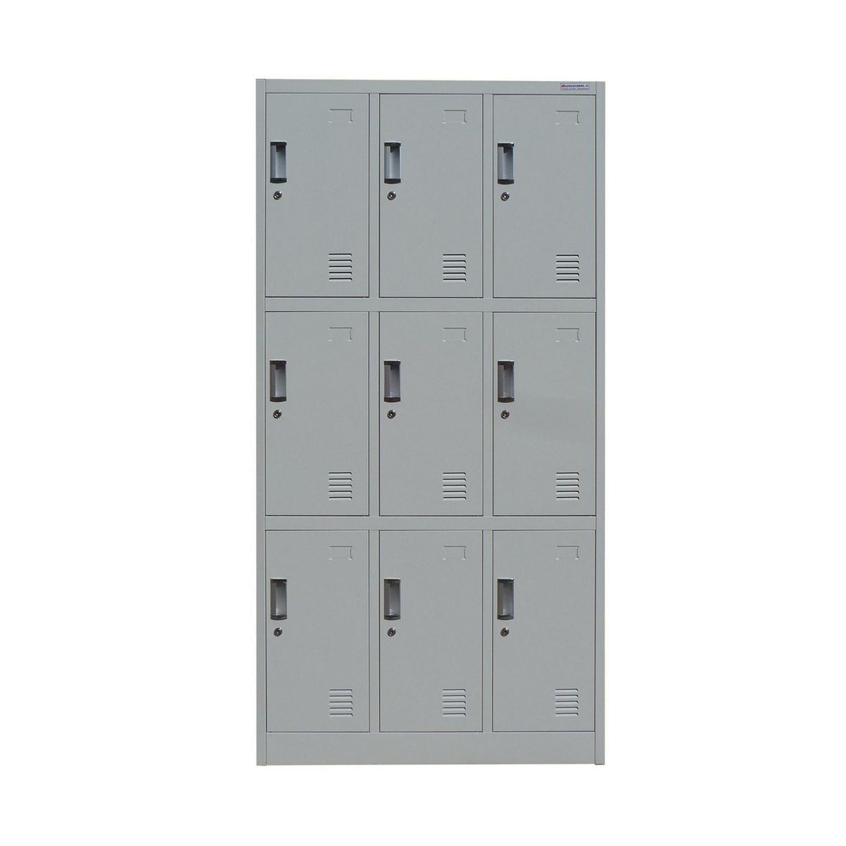 MOVILOCKERS - Locker de Oficina 3 Cuerpos 9 Puerta(s) 90x180x40 cm Gris Agata