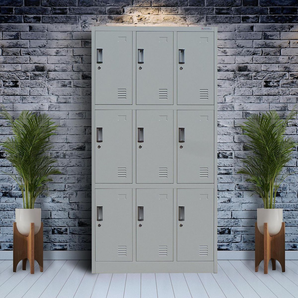 MOVILOCKERS - Locker de Oficina 3 Cuerpos 9 Puerta(s) 90x180x40 cm Gris Agata