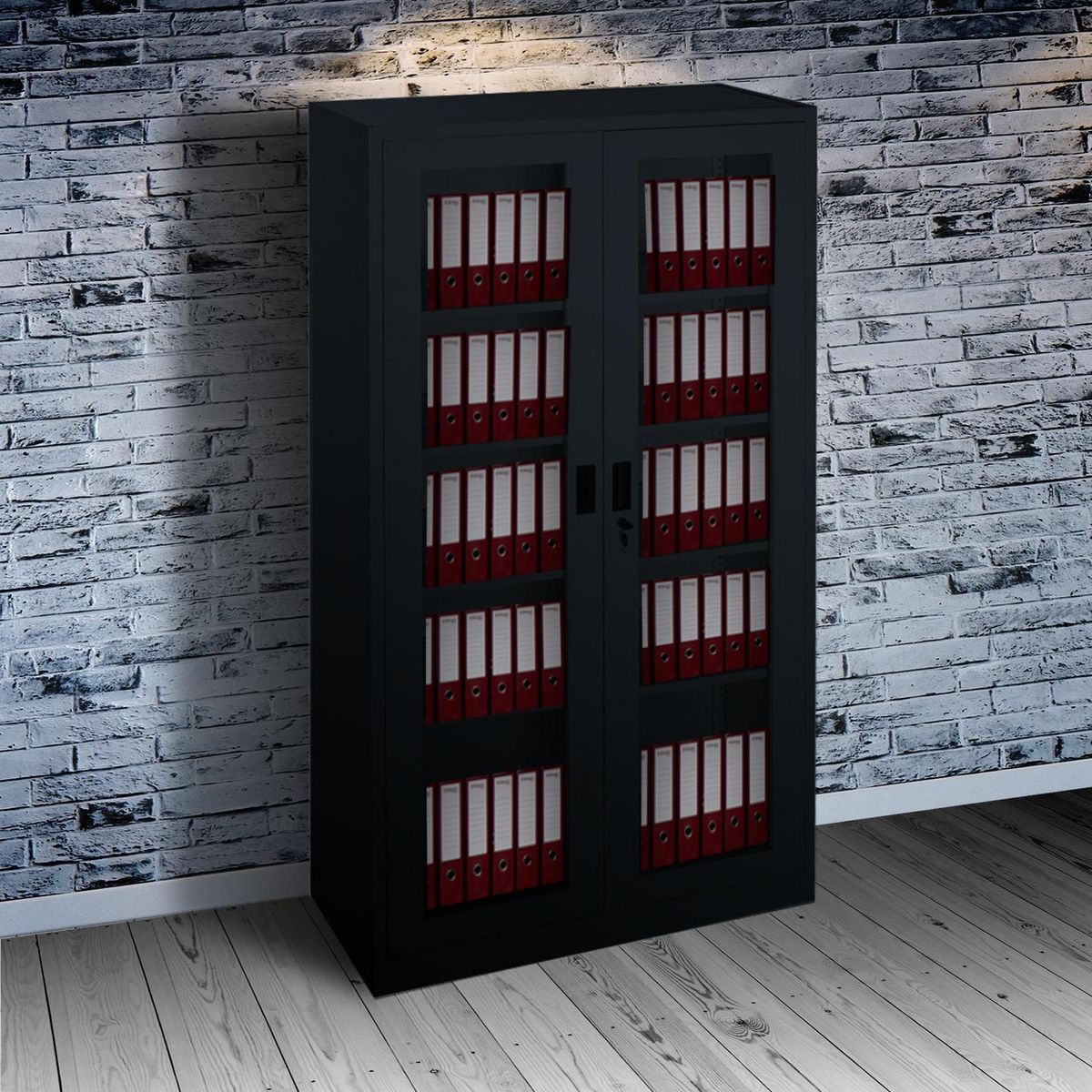 MOVILOCKERS - Storage 2 Puerta(s) 4 Repisa(s) 90xx40 cm Negro Mate