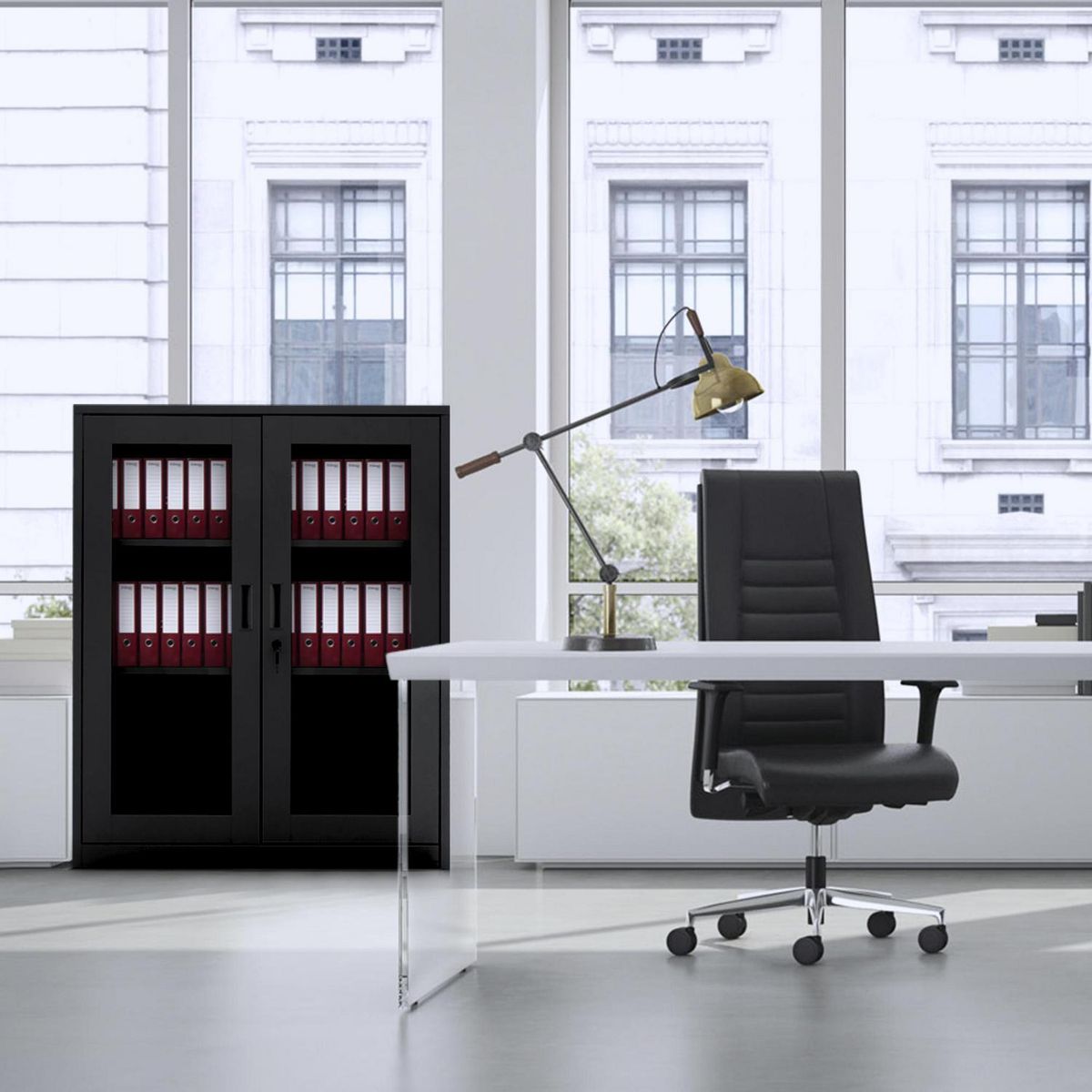 MOVILOCKERS - Storage 2 Puerta(s) 2 Repisa(s) 90xx40 cm Negro Mate