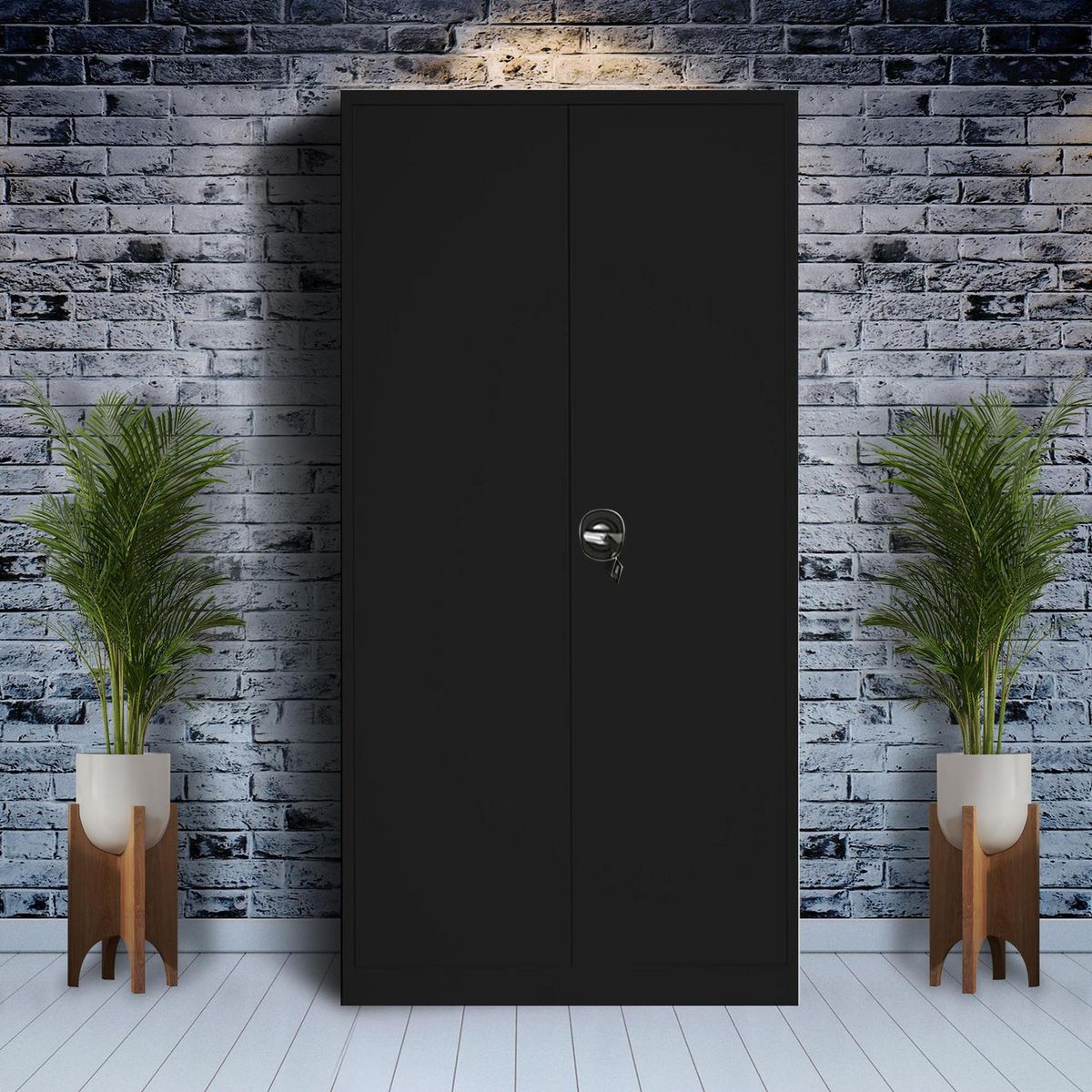 MOVILOCKERS - Storage 2 Puerta(s) 4 Repisa(s) 90xx40 cm Negro Mate