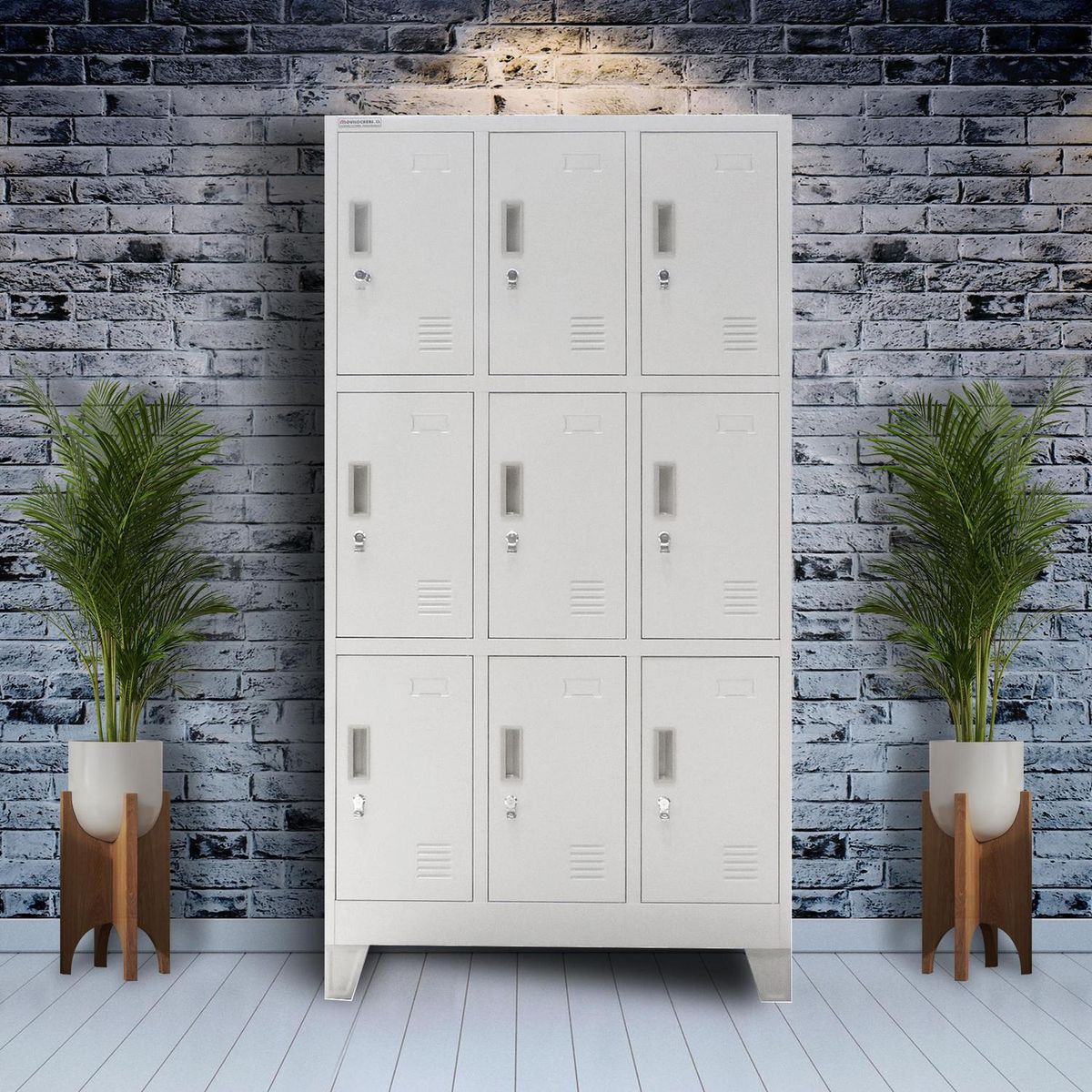 MOVILOCKERS - Locker Ensamblado 3 Cuerpos 9 Puerta(s) 83x170x45 cm Gris Agata