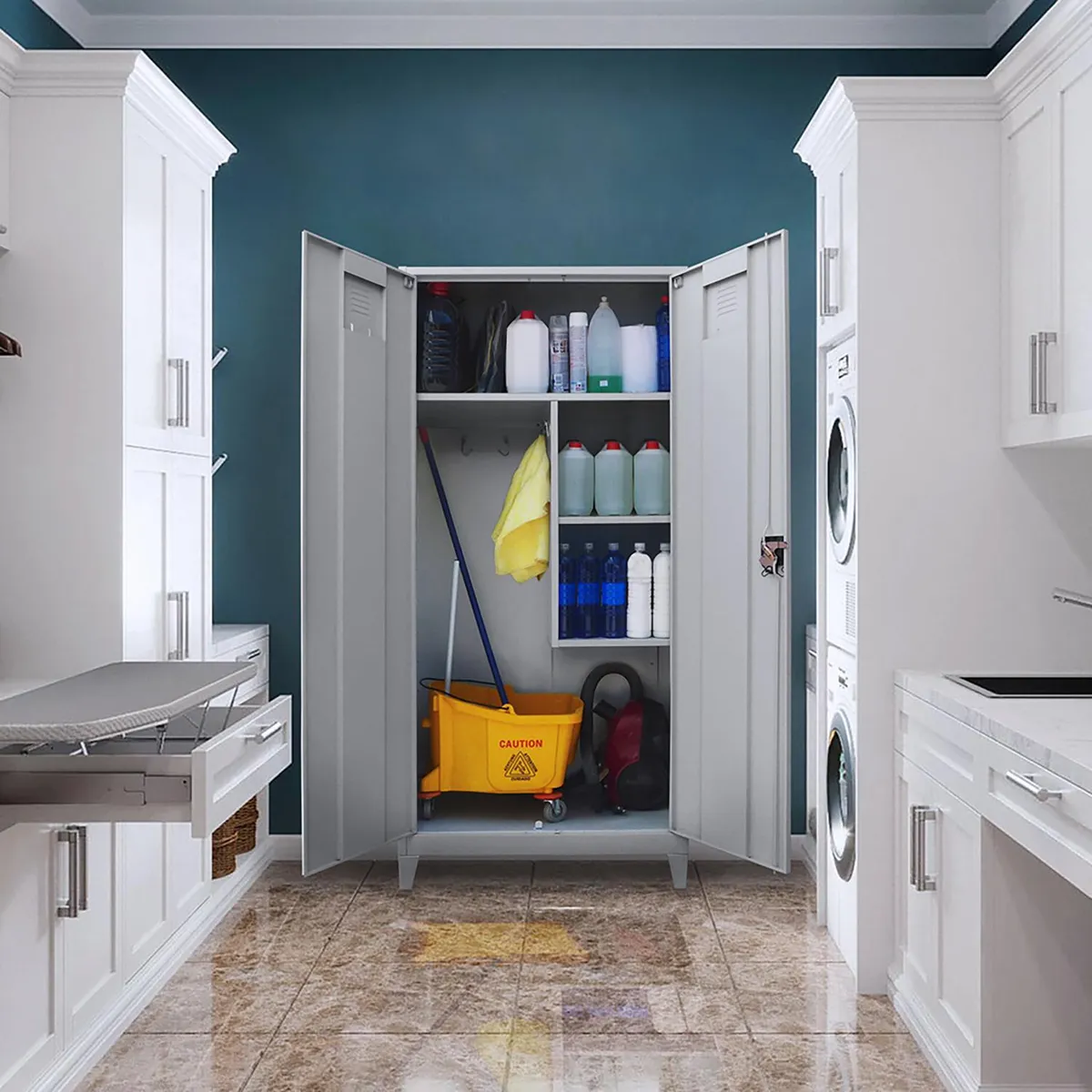 MOVILOCKERS - Locker Aseo Ensamblado 2 Puerta(s) 3 Repisa(s) 83xx50 cm Gris Agata