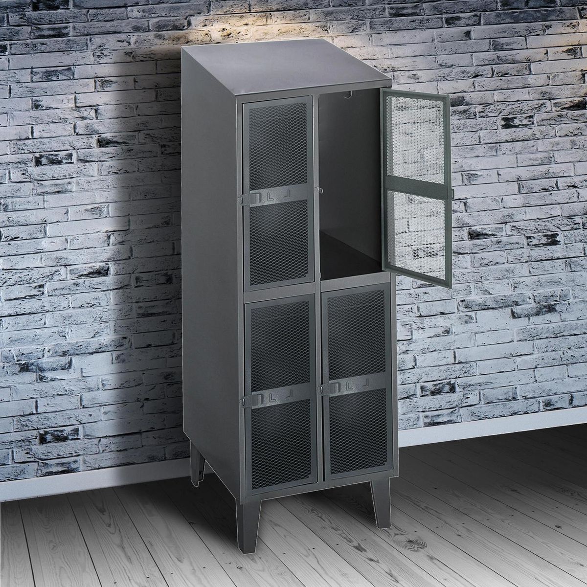 MOVILOCKERS - Locker Alta Resistencia 2 Cuerpos 4 Puerta(s) 56x190x45 cm Gris Eco