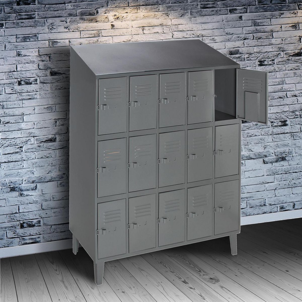 MOVILOCKERS - Locker Alta Resistencia 5 Cuerpos 5 Puerta(s) 5 Repisa(s) 137xx45 cm Gris Eco