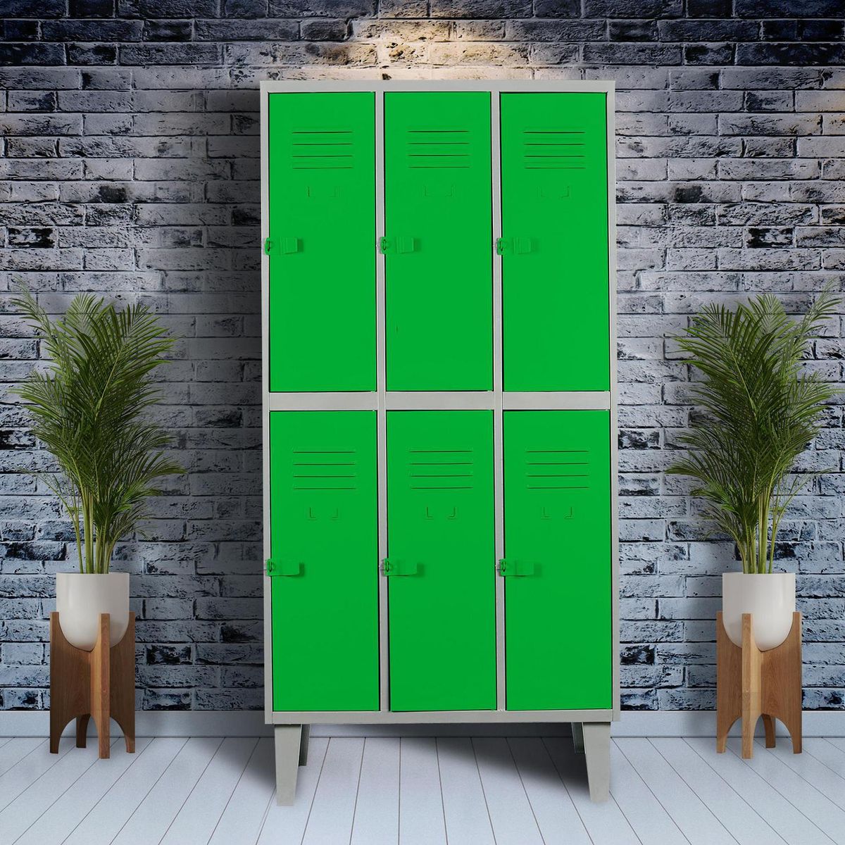 MOVILOCKERS - Locker Alta Resistencia 3 Cuerpos 6 Puerta(s) 83x170x45 cm Verde
