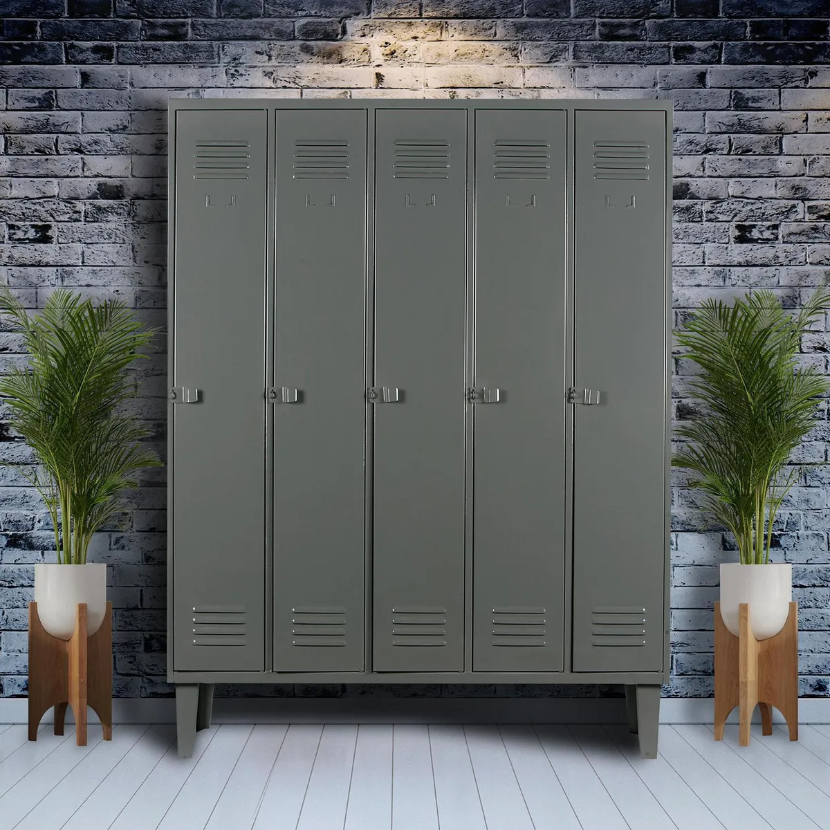 MOVILOCKERS - Locker Alta Resistencia 5 Cuerpos 5 Puerta(s) 5 Repisa(s) 137xx45 cm Gris Eco