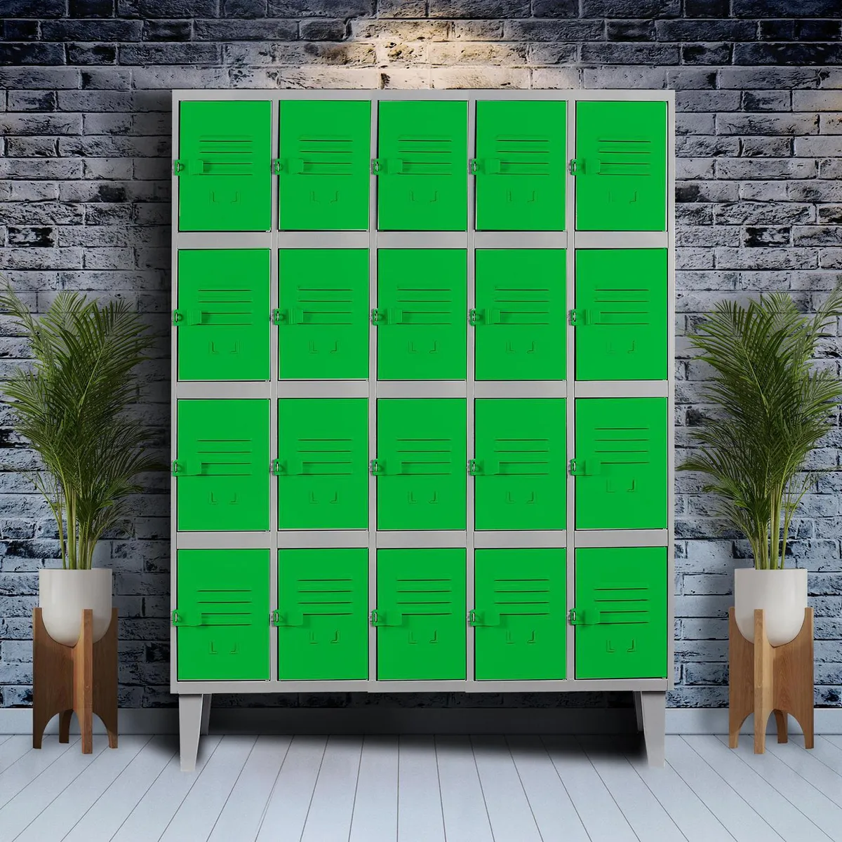 MOVILOCKERS - Locker Alta Resistencia 5 Cuerpos 20 Puerta(s) 137x170x45 cm Verde