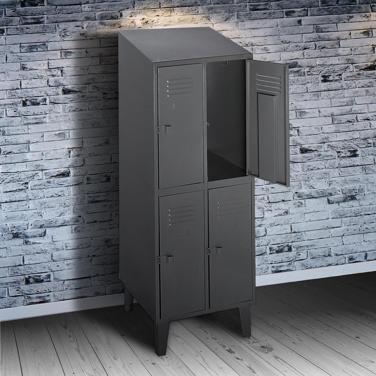 MOVILOCKERS - Locker Alta Resistencia 2 Cuerpos 4 Puerta(s) 56x190x45 cm Gris Eco