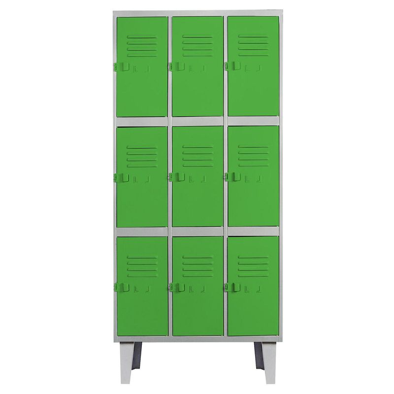 MOVILOCKERS - Locker Alta Resistencia 3 Cuerpos 9 Puerta(s) 83x170x45 cm Verde