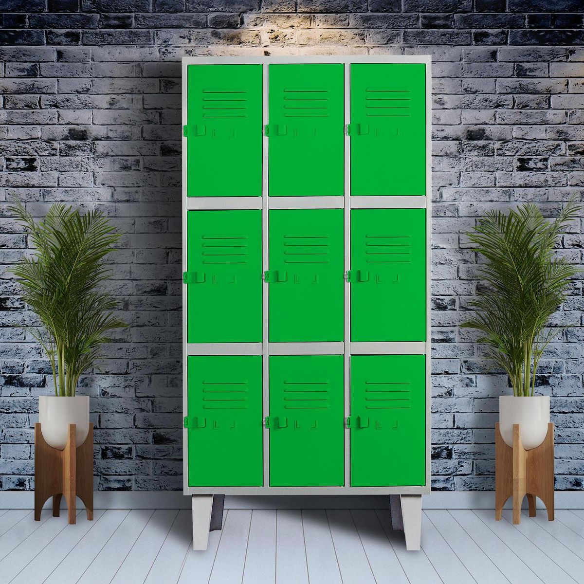 MOVILOCKERS - Locker Alta Resistencia 3 Cuerpos 9 Puerta(s) 83x170x45 cm Verde