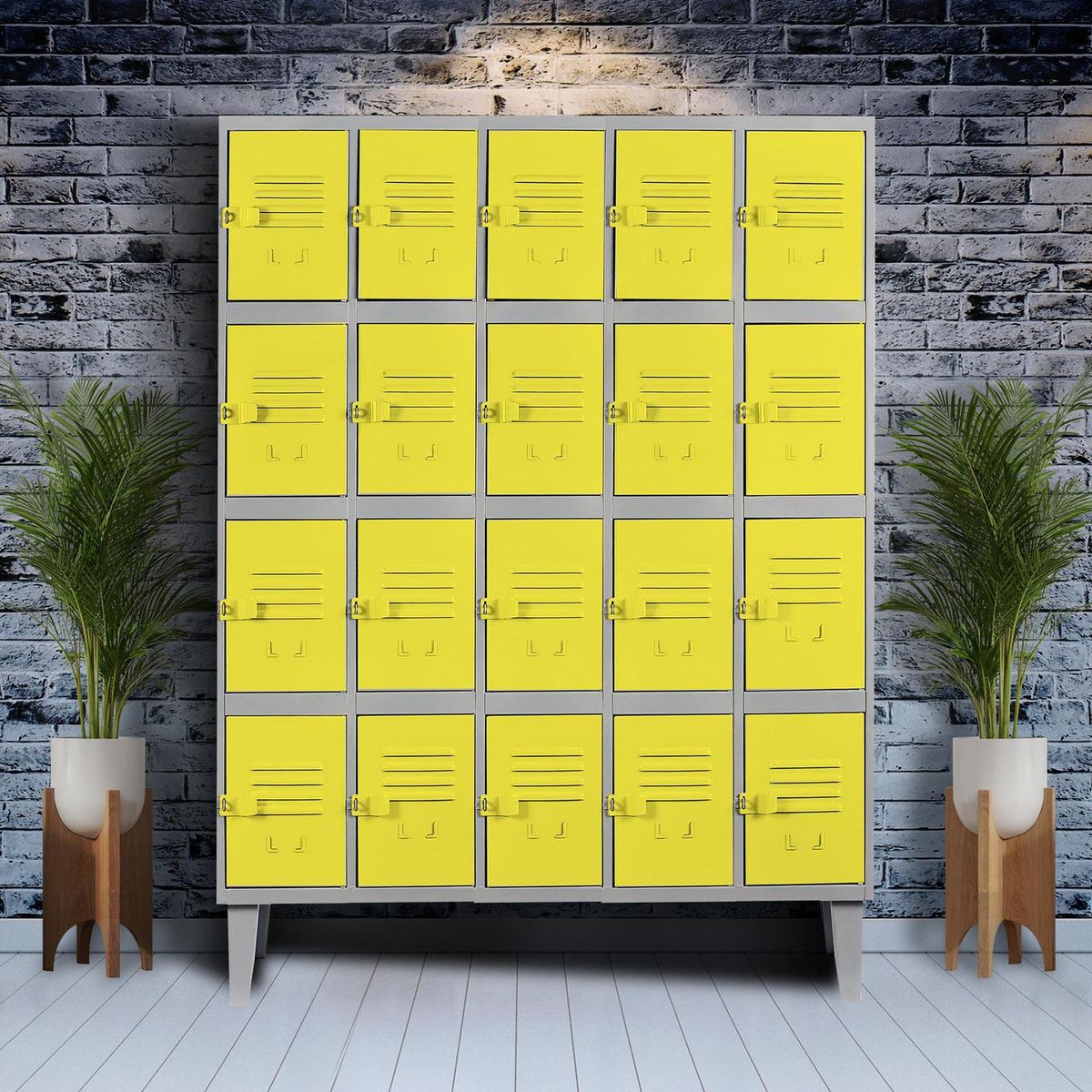 MOVILOCKERS - Locker Alta Resistencia 5 Cuerpos 20 Puerta(s) 137x170x45 cm Amarillo