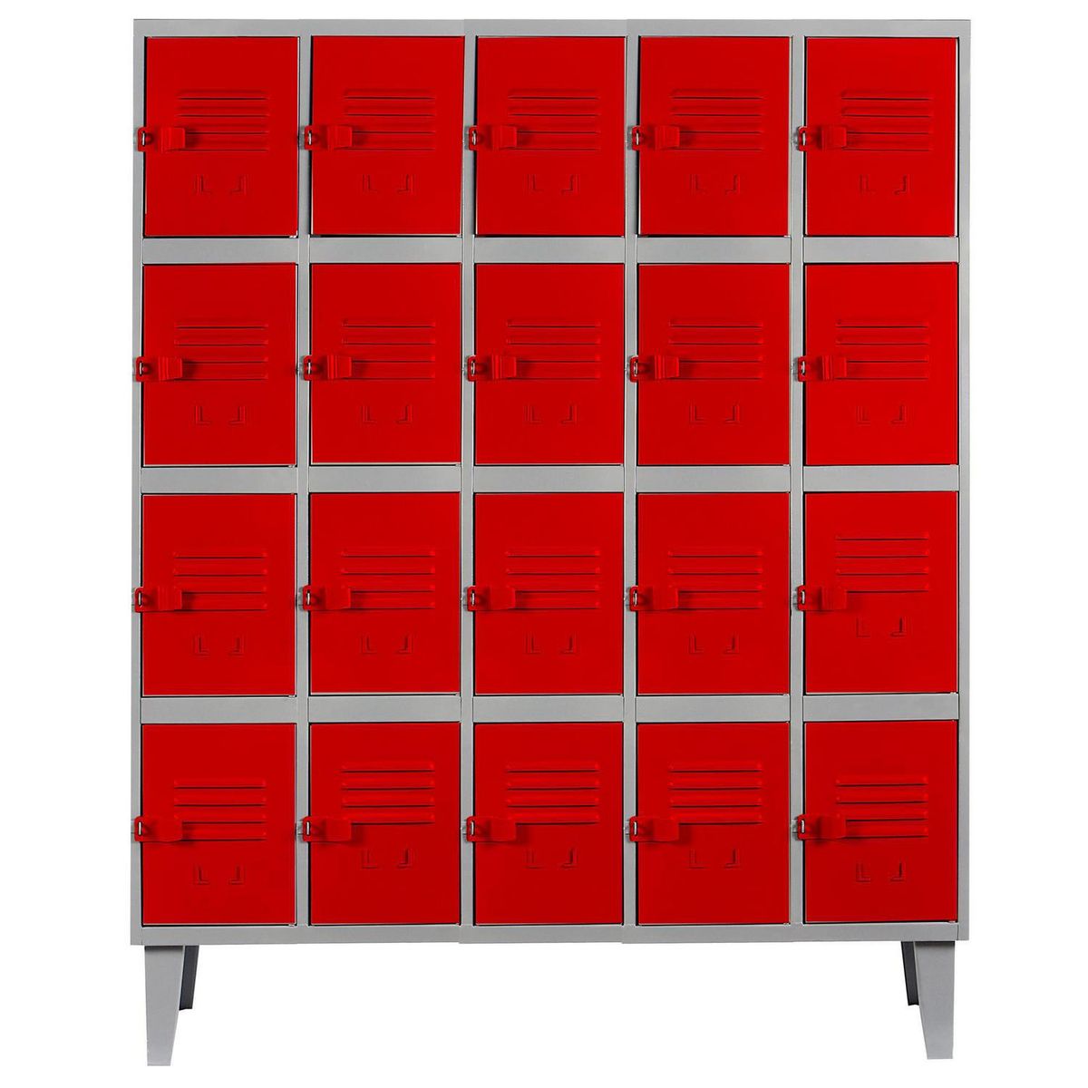 MOVILOCKERS - Locker Alta Resistencia 5 Cuerpos 20 Puerta(s) 137x170x45 cm Rojo