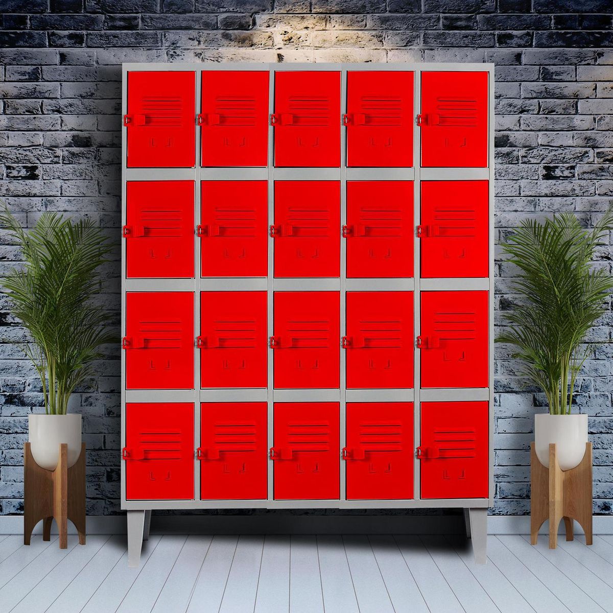 MOVILOCKERS - Locker Alta Resistencia 5 Cuerpos 20 Puerta(s) 137x170x45 cm Rojo