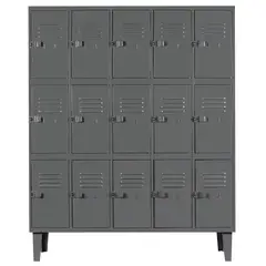 MOVILOCKERS - Locker Alta Resistencia 5 Cuerpos 15 Puerta(s) 137x170x45 cm Gris Eco