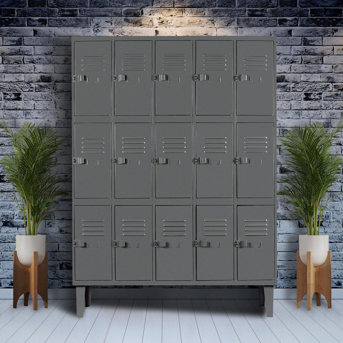 MOVILOCKERS - Locker Alta Resistencia 5 Cuerpos 15 Puerta(s) 137x170x45 cm Gris Eco