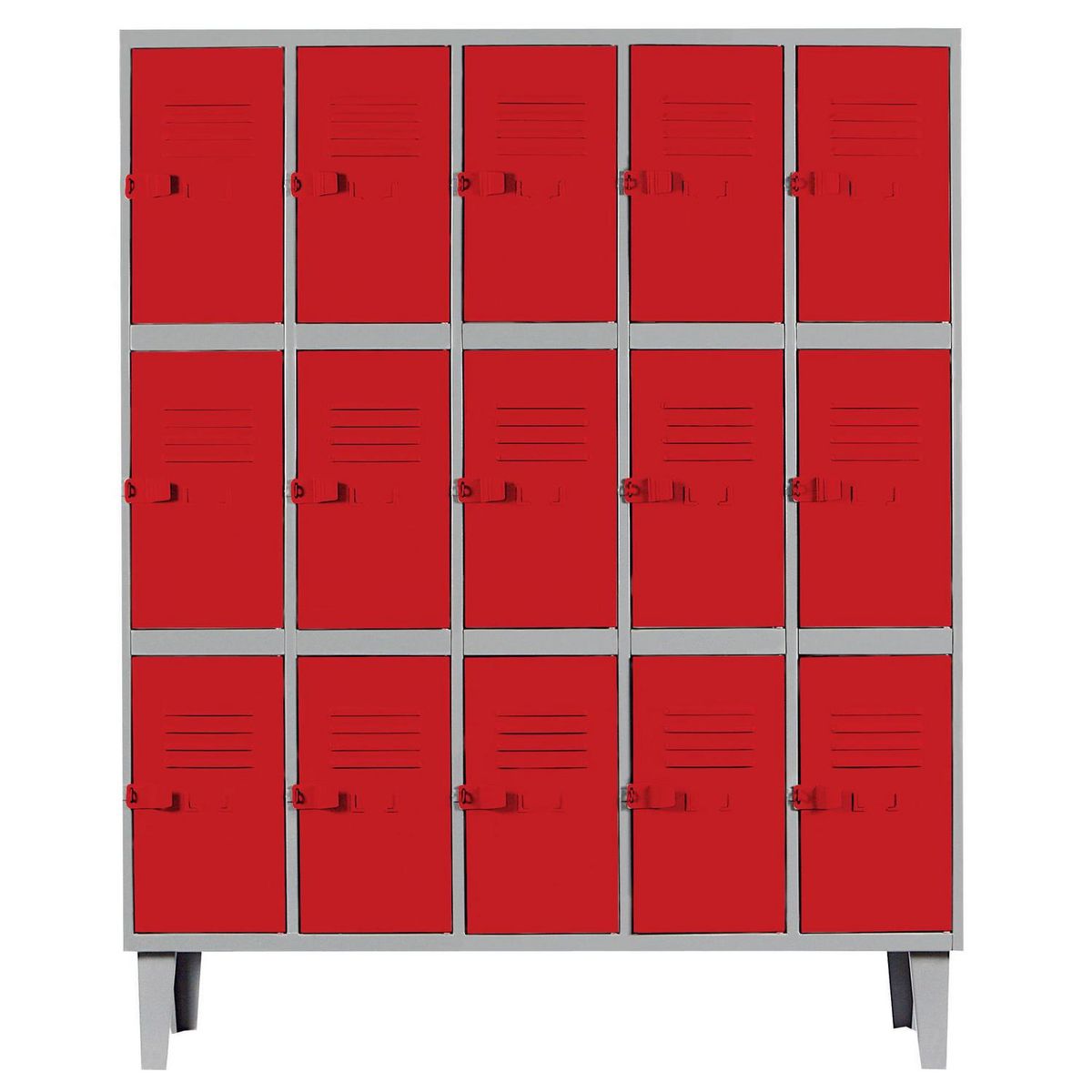MOVILOCKERS - Locker Alta Resistencia 5 Cuerpos 15 Puerta(s) 137x170x45 cm Rojo