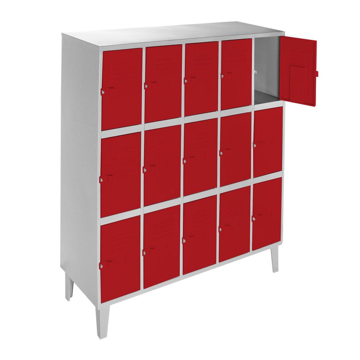 MOVILOCKERS - Locker Alta Resistencia 5 Cuerpos 15 Puerta(s) 137x170x45 cm Rojo