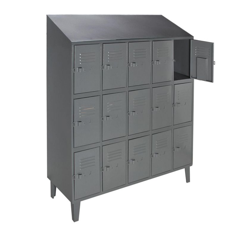MOVILOCKERS - Locker Alta Resistencia 5 Cuerpos 15 Puerta(s) 137x190x45 cm Gris Eco