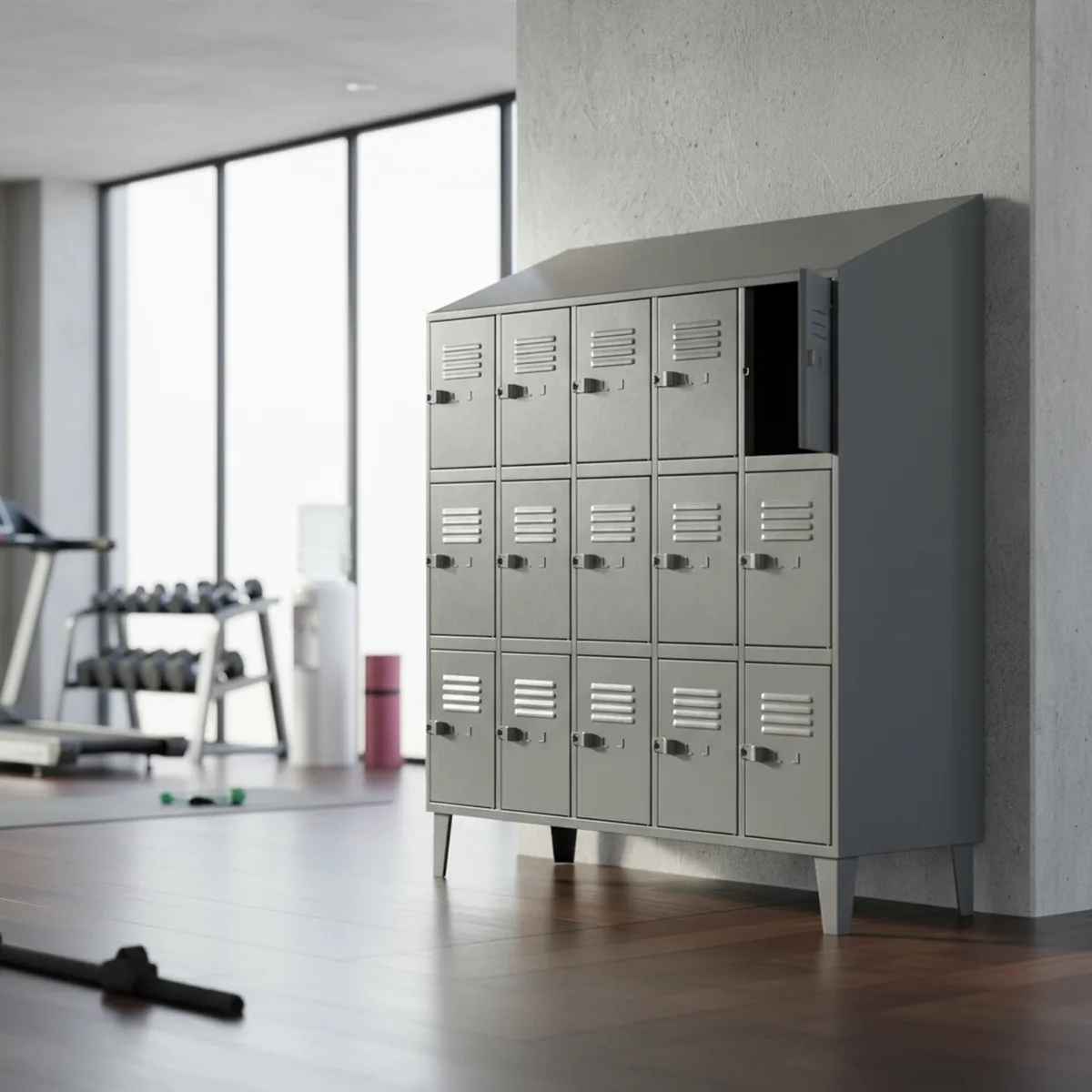 MOVILOCKERS - Locker Alta Resistencia 5 Cuerpos 15 Puerta(s) 137x190x45 cm Gris Eco