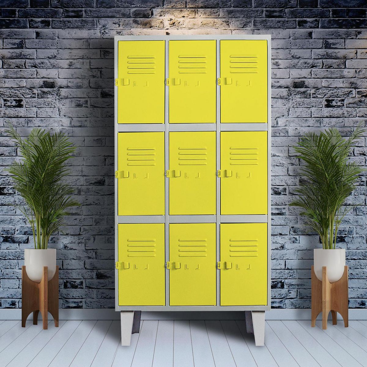 MOVILOCKERS - Locker Alta Resistencia 3 Cuerpos 9 Puerta(s) 83x170x45 cm Amarillo